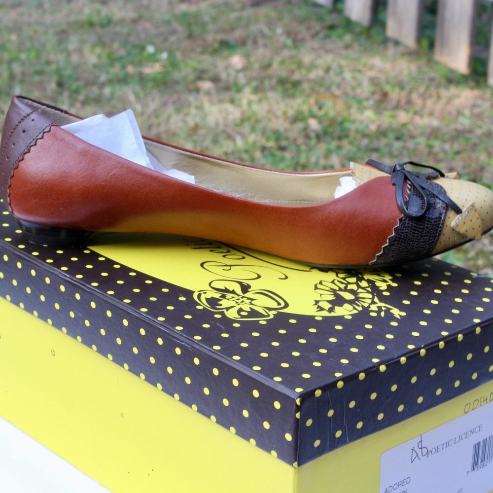 Poetic Licence London Adored Brown Flats/Mini Heeled Pumps (Size 6.5) - Picture 6 of 9